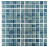 Blue Skies Hand Painted 1x1 Glass Mosaic Tiles - Blue and White