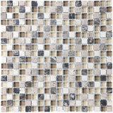Bliss Cappuccino Stone and Glass Square Mosaic Tiles