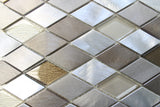Yaletown Diamond Brushed Aluminum and Glass Mosaic Tiles