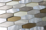 Yaletown Long Hexagon Brushed Aluminium and Glass Mosaic Tiles