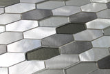 Kings Cross Long Hexagon Brushed Aluminum and Glass Mosaic Tiles