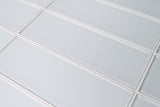 White 4x12 Glass Subway Tiles - Snow White - Rocky Point Tile - Glass and Mosaic Tile Store