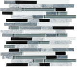 Bliss Midnight Stone and Glass Linear Mosaic Tiles
