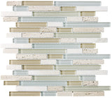 Bliss Glass and Stone Linear Mosaic Tiles Combo Pack - Warm