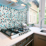 1 Inch Aquamarine Hexagon Mosaic Tiles - Rocky Point Tile - Glass and Mosaic Tile Store