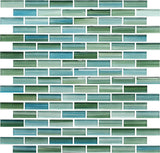 Rip Curl Green and Blue Hand Painted Glass Subway Mosaic Tiles