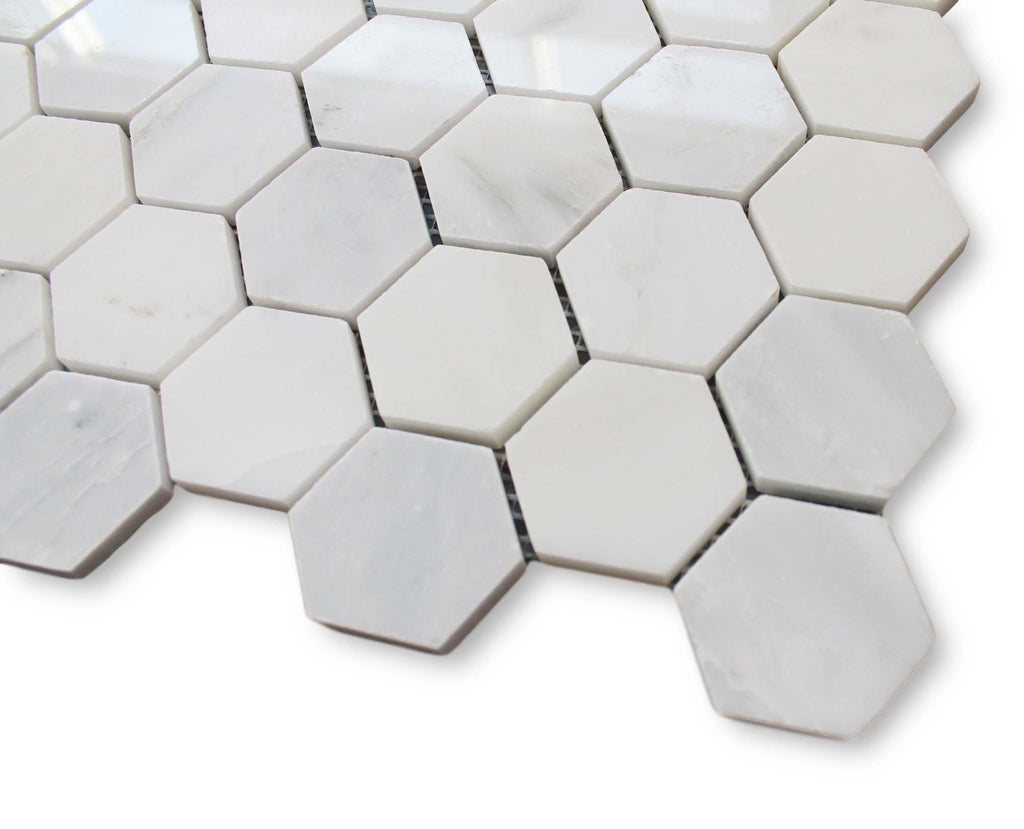 Bianco Carrara Marble 2 Inch Hexagon Mosaic Tiles
