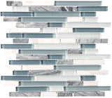 Bliss Glass and Stone Linear Mosaic Tiles Combo Pack - Cool