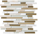 Bliss Bamboo Stone and Glass Linear Mosaic Tiles