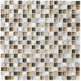Bliss Glass and Stone Square Mosaic Tiles Combo Pack - Warm