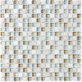 Bliss Glass and Stone Square Mosaic Tiles Combo Pack - Warm