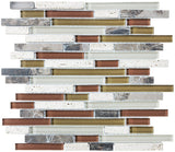 Bliss Cabernet Stone and Glass Linear Mosaic Tiles