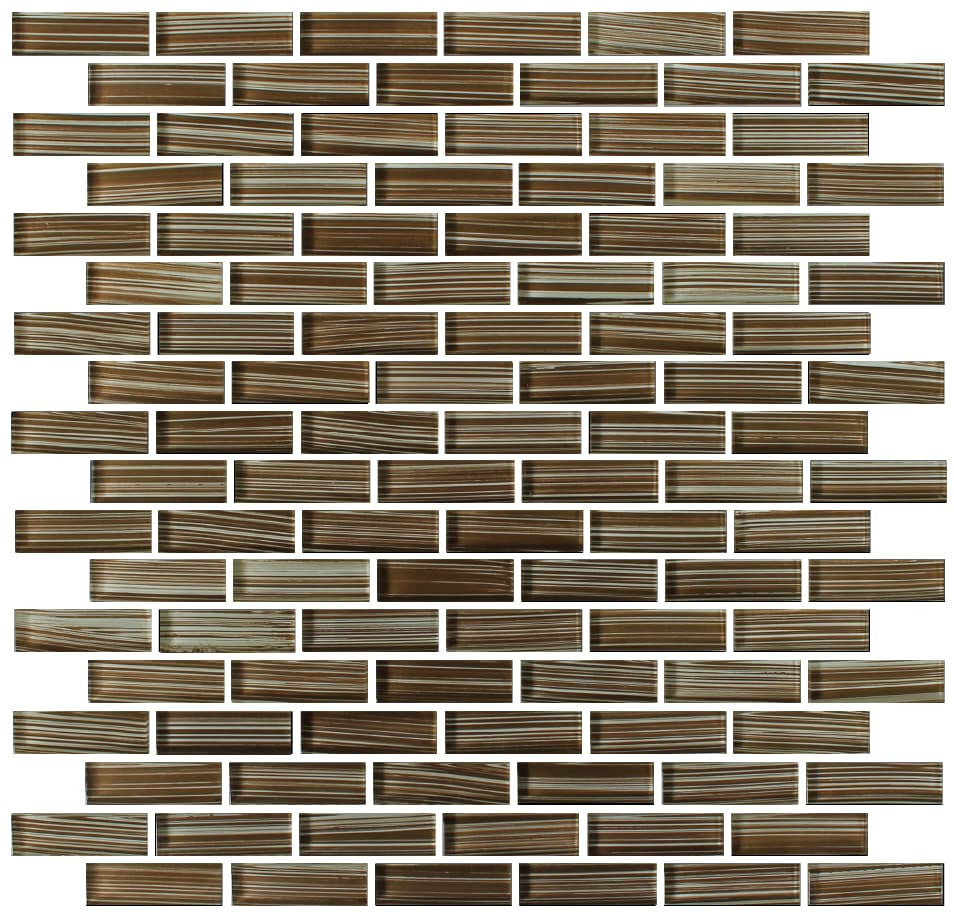 Creeks Edge Brown Hand Painted Glass Mosaic Subway Tiles - Rocky Point Tile - Glass and Mosaic Tile Store