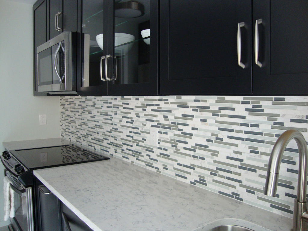 Bliss Iceland Stone and Glass Linear Mosaic Tiles - Rocky Point Tile - Glass and Mosaic Tile Store