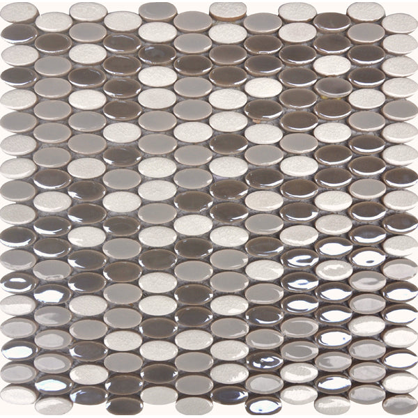 Glaze Craze Oval Porcelain Mosaic Tiles - Lotus Pearl