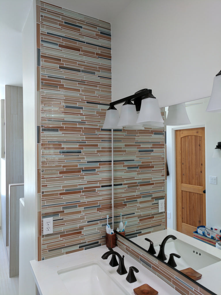 Sunset Beach Hand Painted Linear Glass Mosaic Tiles - Rocky Point Tile - Glass and Mosaic Tile Store
