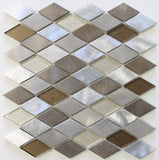 Yaletown Diamond Brushed Aluminum and Glass Mosaic Tiles - Rocky Point Tile - Glass and Mosaic Tile Store