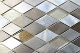 Yaletown Diamond Brushed Aluminum and Glass Mosaic Tiles - Rocky Point Tile - Glass and Mosaic Tile Store