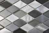 Kings Cross Diamond Brushed Aluminum and Glass Mosaic Tiles