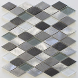 Metro Diamond Brushed Aluminum and Glass Mosaic Tiles - Rocky Point Tile - Glass and Mosaic Tile Store