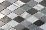 Metro Diamond Brushed Aluminum and Glass Mosaic Tiles - Rocky Point Tile - Glass and Mosaic Tile Store