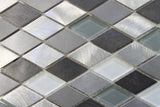 Metro Diamond Brushed Aluminum and Glass Mosaic Tiles