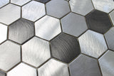 Uptown Brushed Aluminum 2 Inch Hexagon Mosaic Tiles - Rocky Point Tile - Glass and Mosaic Tile Store