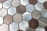 Casablanca Brushed Aluminum 2 Inch Hexagon Mosaic Tiles - Rocky Point Tile - Glass and Mosaic Tile Store