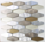 Yaletown Long Hexagon Brushed Aluminium and Glass Mosaic Tiles - Rocky Point Tile - Glass and Mosaic Tile Store