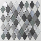Metro Diamond Brushed Aluminum and Glass Mosaic Tiles - Rocky Point Tile - Glass and Mosaic Tile Store