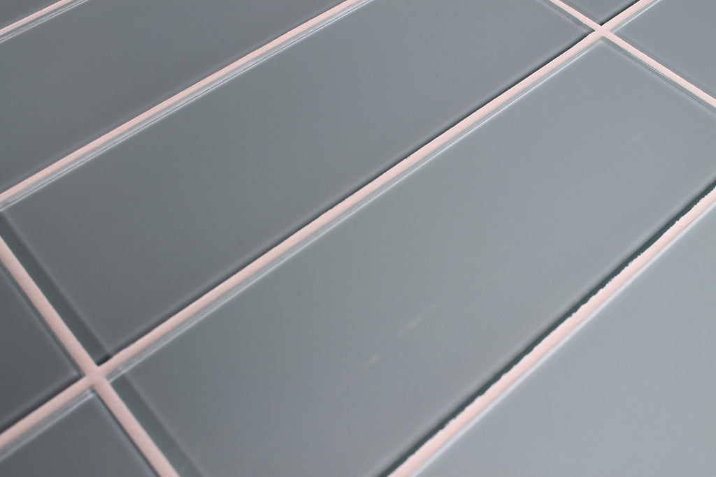 Jasper Blue Gray 4x12 Glass Subway Tiles - Rocky Point Tile - Glass and Mosaic Tile Store