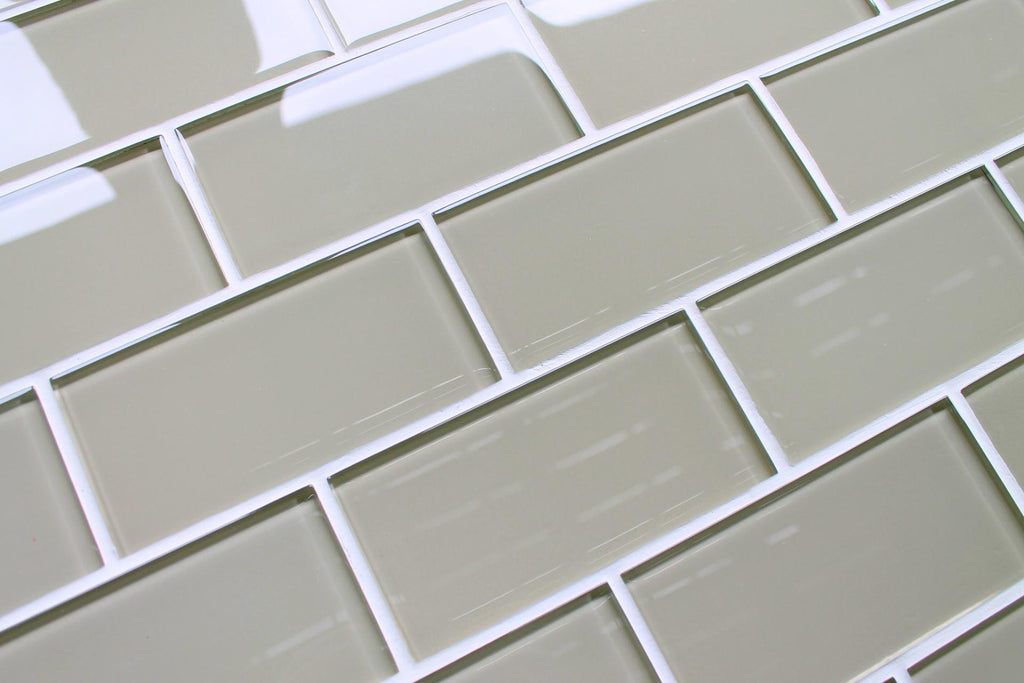 Sheep's Wool Beige 3x6 Glass Subway Tiles - Rocky Point Tile - Glass and Mosaic Tile Store