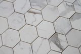 4" Hexagon Calacatta Gold Polished Marble Mosaic Tiles - Rocky Point Tile - Glass and Mosaic Tile Store