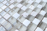 Bliss Creme Brulee Stone and Glass Square Mosaic Tiles - Rocky Point Tile - Glass and Mosaic Tile Store