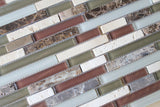 Bliss Cabernet Stone and Glass Linear Mosaic Tiles - Rocky Point Tile - Glass and Mosaic Tile Store