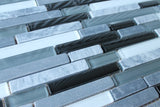 Bliss Midnight Stone and Glass Linear Mosaic Tiles - Rocky Point Tile - Glass and Mosaic Tile Store