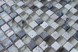 Bliss Cappucino Stone and Glass Square Mosaic Tiles - Rocky Point Tile - Glass and Mosaic Tile Store