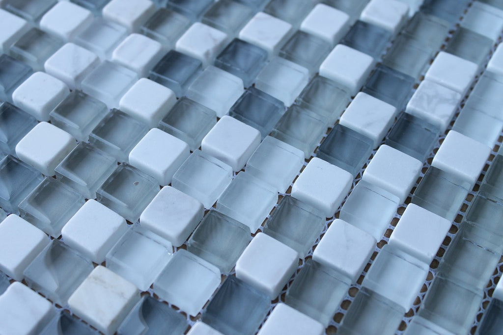 Bliss Iceland Stone and Glass Square Mosaic Tiles - Rocky Point Tile - Glass and Mosaic Tile Store