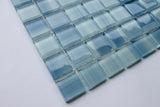 Blue Skies Hand Painted 1x1 Glass Mosaic Tiles - Blue and White - Rocky Point Tile - Glass and Mosaic Tile Store