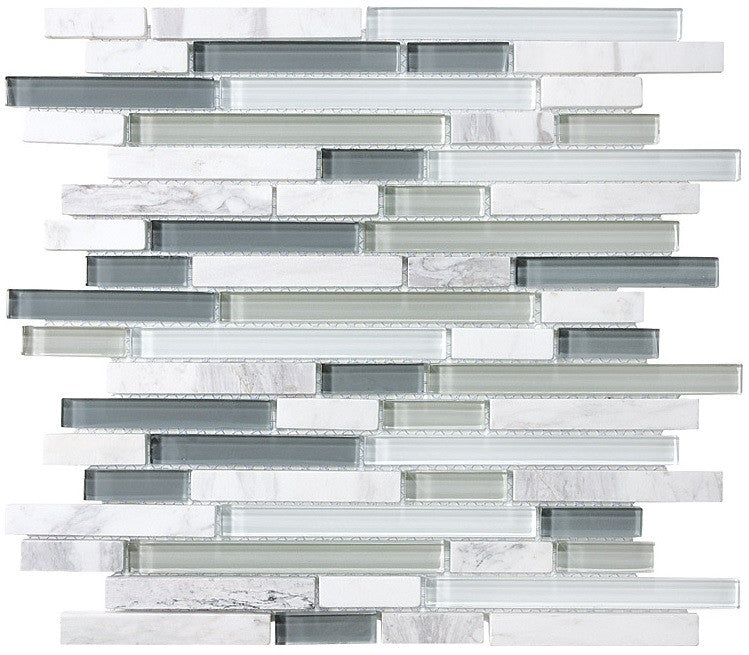 Bliss Iceland Stone and Glass Linear Mosaic Tiles - Rocky Point Tile - Glass and Mosaic Tile Store