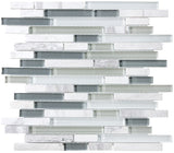 Bliss Iceland Stone and Glass Linear Mosaic Tiles