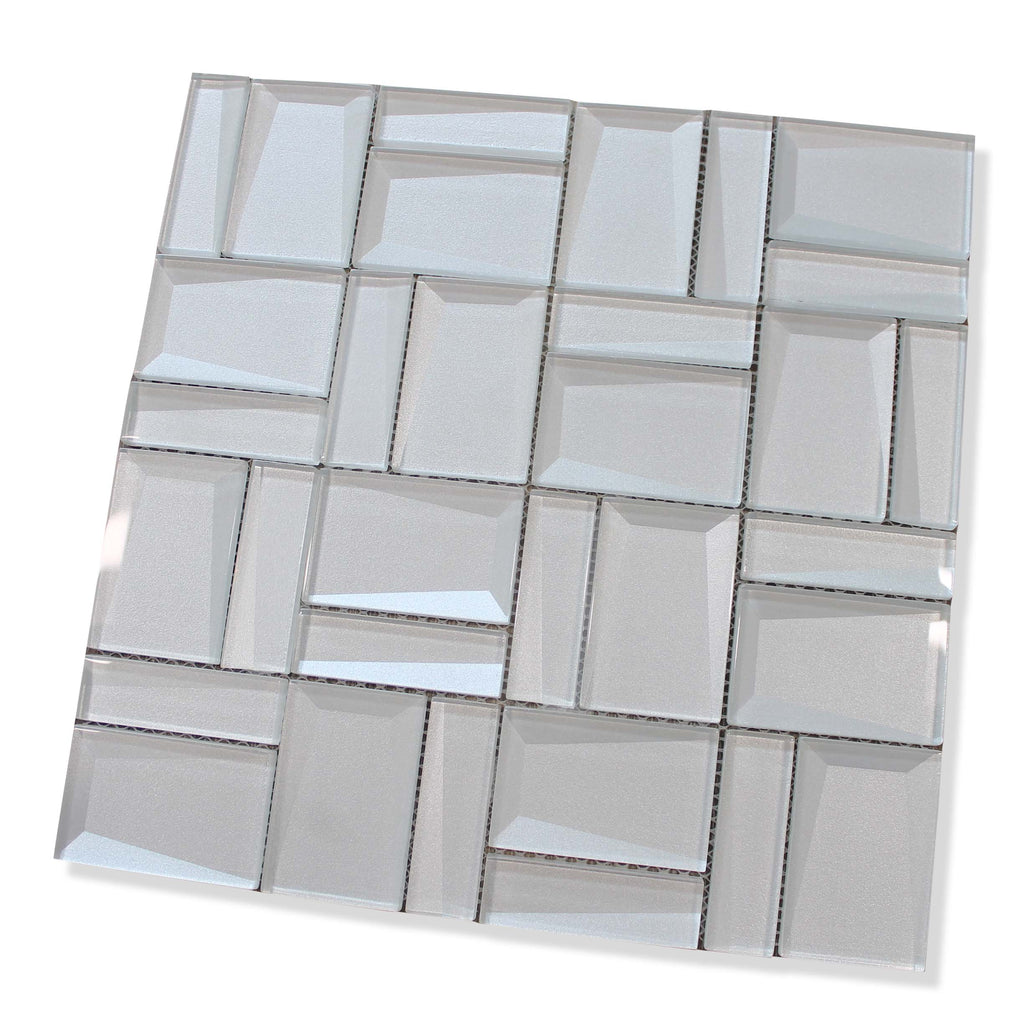 Illusion II 3D 3x3 Beveled Glass Mosaic Tiles - Iridium