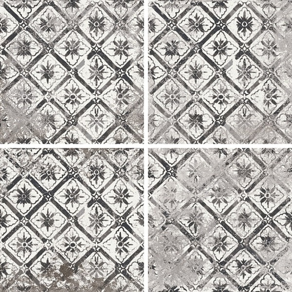 11 Sq Ft Boxes of Mariner 900 8x8 Glazed Porcelain Pattern Floor Tiles - Nera Decor Maioliche 8