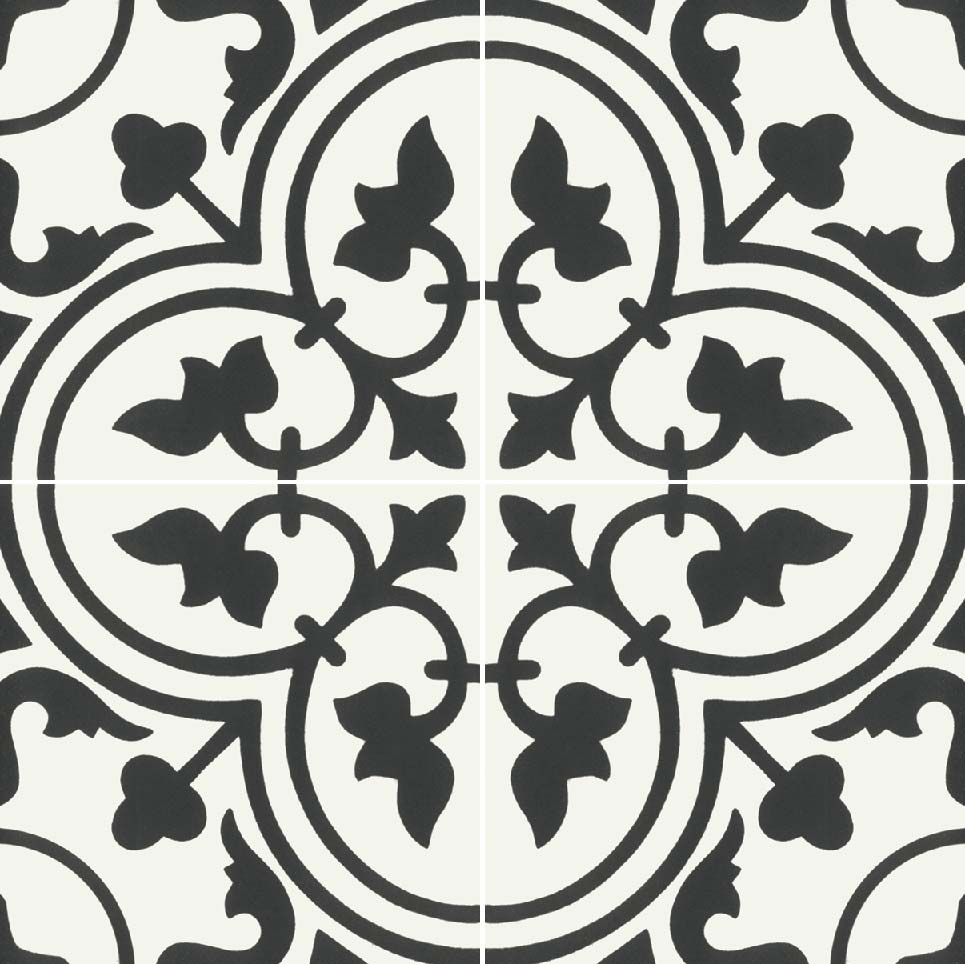 Reverie Porcelain 8" x 8" Patterned Floor Tiles - Decor 1