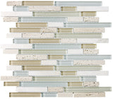 Bliss Spa Stone and Glass Linear Mosaic Tiles