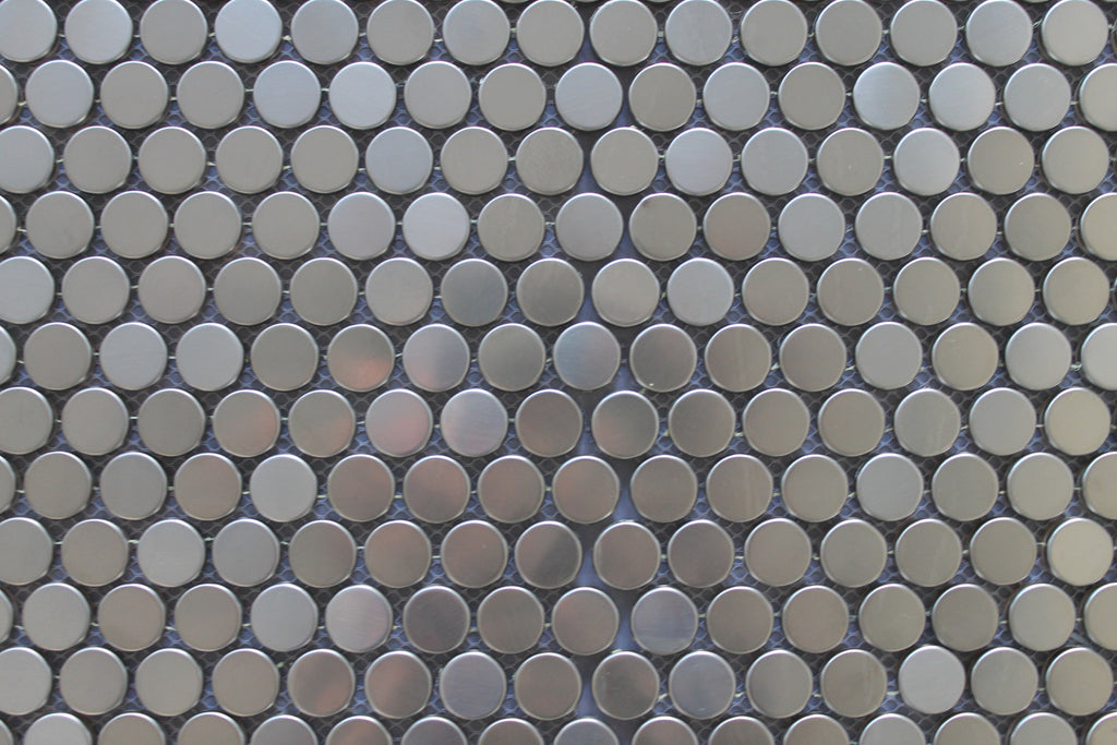 Stainless Steel Penny Round Mosaic Tiles - Rocky Point Tile - Glass and Mosaic Tile Store