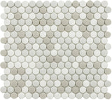 Vetro D'Terra Calacatta Penny Round Glass Mosaic Tiles