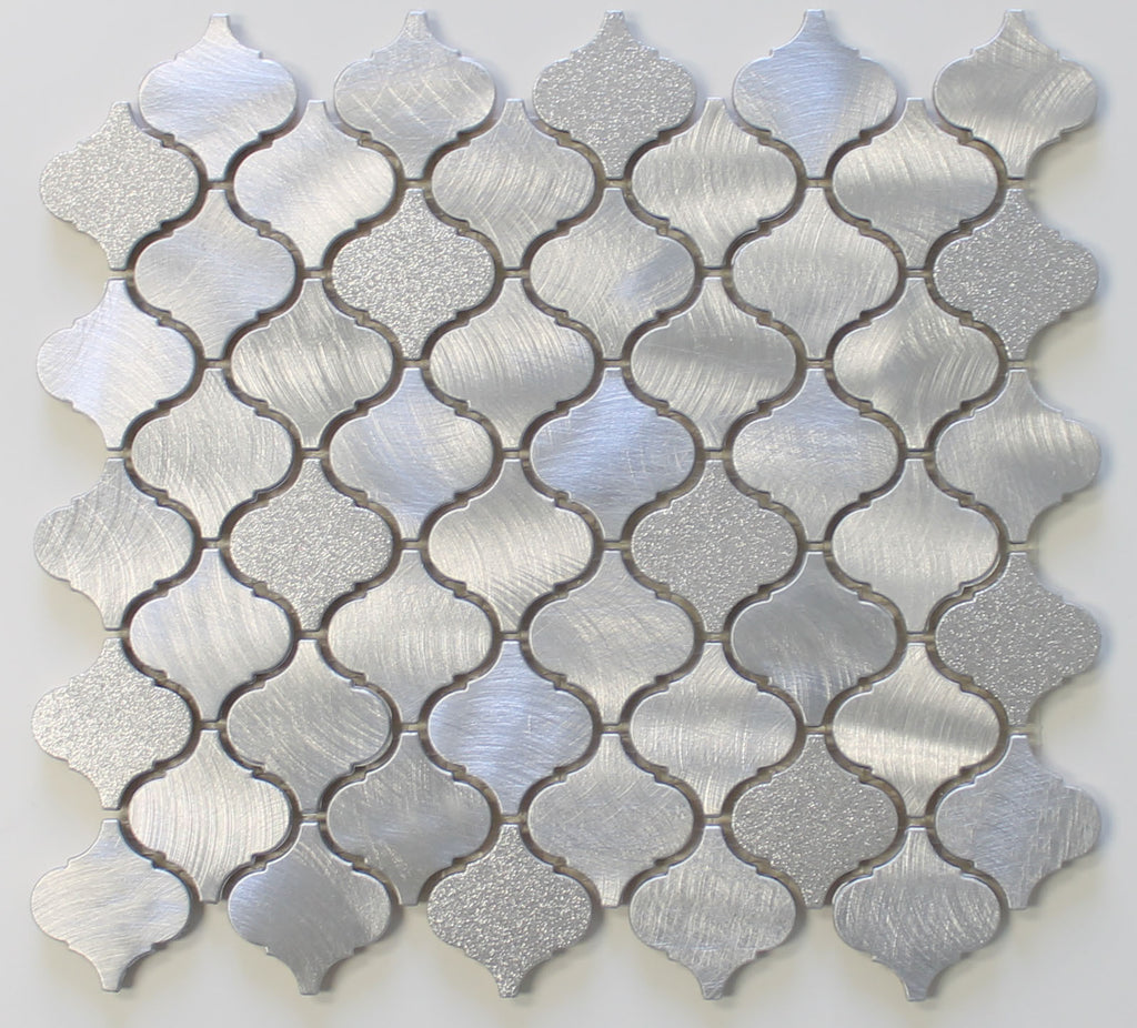Cosmo Brushed Aluminum Arabesque Mosaic Tiles - Rocky Point Tile - Glass and Mosaic Tile Store