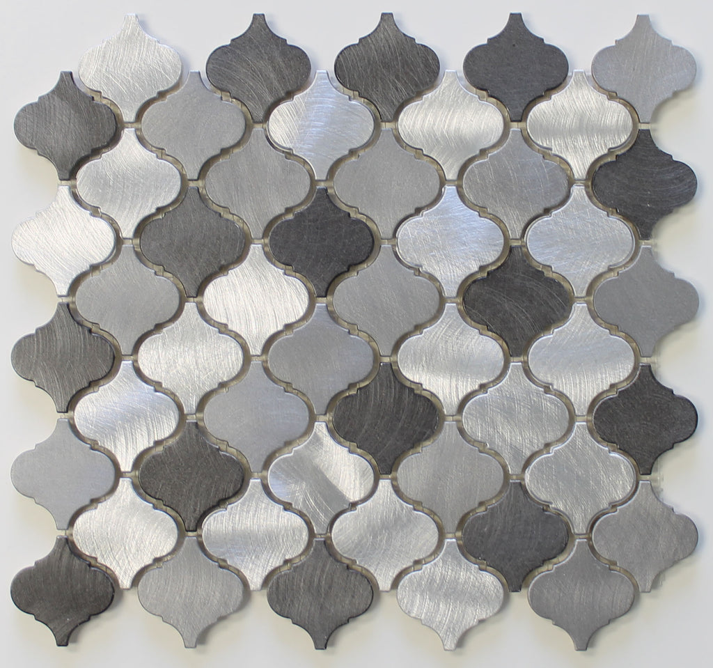 Uptown Brushed Aluminum Arabesque Mosaic Tiles - Rocky Point Tile - Glass and Mosaic Tile Store