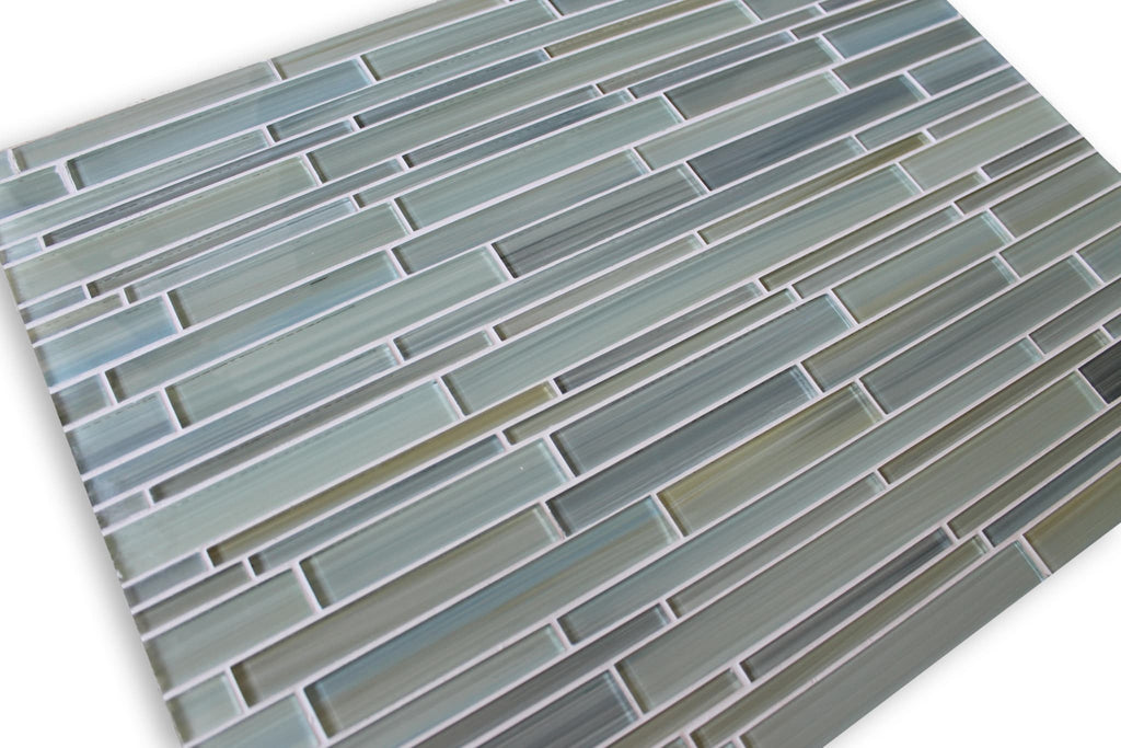 Glass Metal Blue Gray Mosaic Backsplash Tile